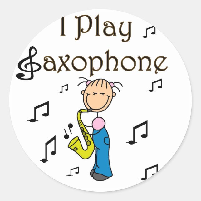 Ich spiele saxophone T - Shirt und Geschenke Runder Aufkleber (Vorderseite)