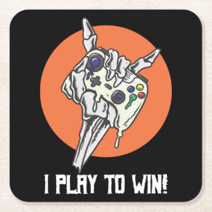 Ich spiele, um zu gewinnen! Gamer Rechteckiger Pappuntersetzer