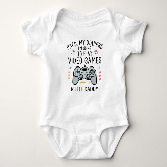 Ich spiele Videospiele mit Daddy Baby Strampler (Vorderseite)