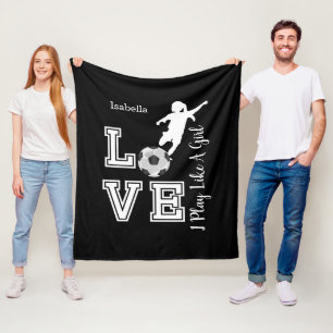 Ich spiele wie ein Mädchen - Junge Hintergrundfarb Fleecedecke