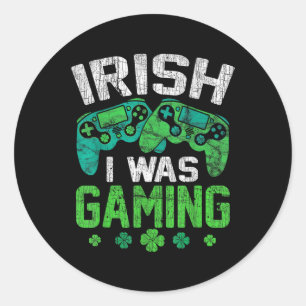 Ich spielte lustiges Videospiel Kleeblatt St Patri Runder Aufkleber