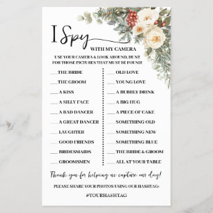 Ich spioniere Winter-Blumen-Hochzeitsempfangs-Spie Flyer