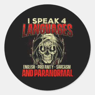 Ich spreche 4 Sprachen - Geisterjagd Paranormale R Runder Aufkleber