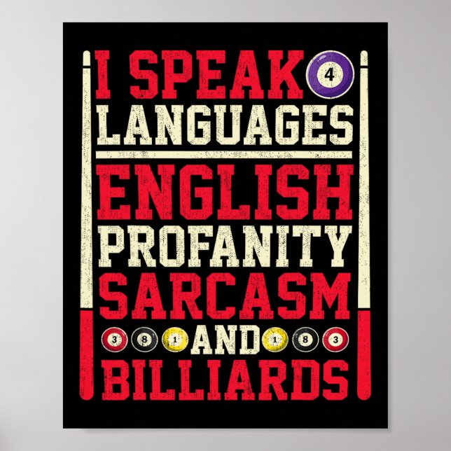 Ich spreche 4 Sprachen Profanity Sarcasm und Billi Poster (Vorne)