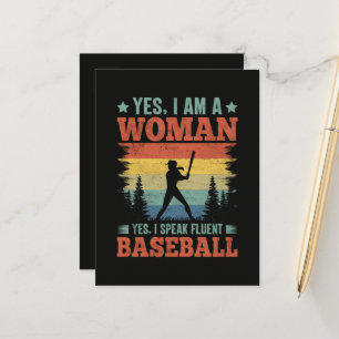 Ich spreche fließend Baseball weibliche Spielerin Ankündigungspostkarte