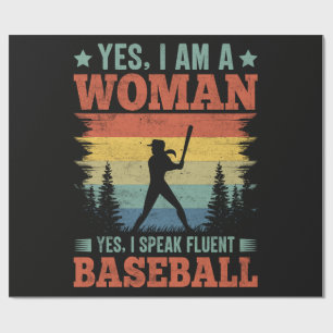Ich spreche fließend Baseball weibliche Spielerin Geschenkpapier