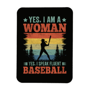 Ich spreche fließend Baseball weibliche Spielerin Magnet