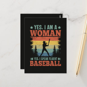 Ich spreche fließend Baseball weibliche Spielerin Postkarte