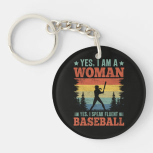 Ich spreche fließend Baseball Weiblicher Spieler F Schlüsselanhänger