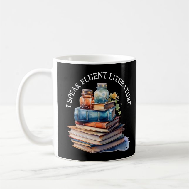 Ich spreche fließende Literatur | Geschenk für Eng Kaffeetasse (Links)