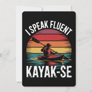 Ich spreche Fluent Kayak-Ese Kayaker Kayaking Vint Einladung