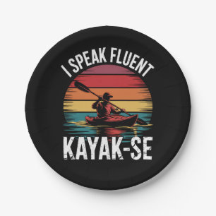 Ich spreche Fluent Kayak-Ese Kayaker Kayaking Vint Pappteller