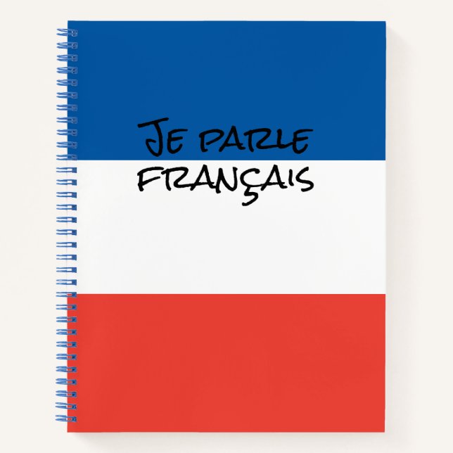 Ich spreche Französisch mit der Sprache der Flagge Notizbuch (Vorderseite)
