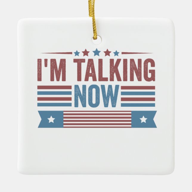 Ich spreche jetzt von Trump Kamala, einer Präsiden Keramikornament (Vorderseite)