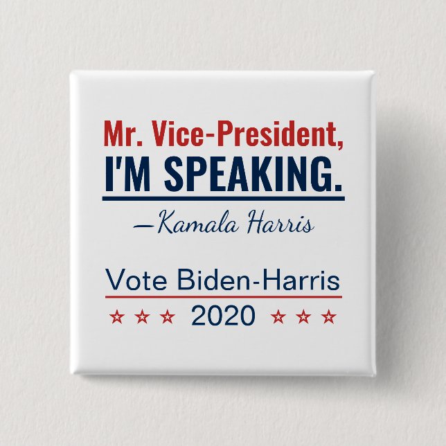 Ich spreche Kamala Harris Vizepräsidentin 2020 Button (Vorderseite)