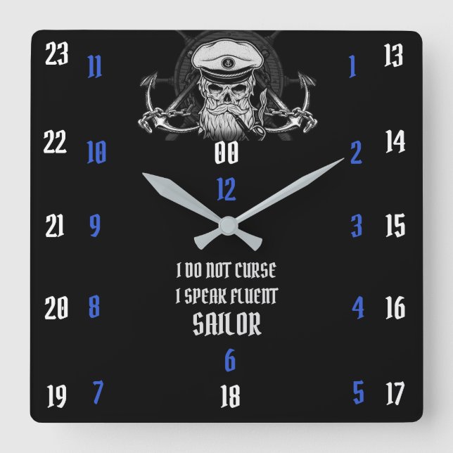 ICH SPRECHE KEINEN FLUGFLUGSAILOR QUADRATISCHE WANDUHR (Vorderseite)