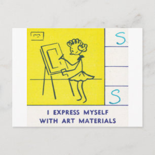 Ich spreche mich mit Kunstmaterialien aus Postkarte