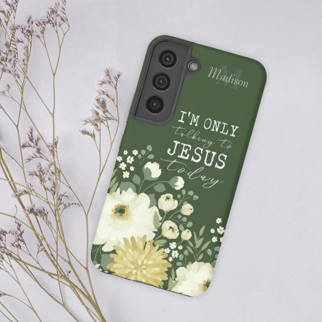 Ich spreche nur mit Jesus heute grüne weiße Blume Samsung Galaxy Hülle (Von Creator hochgeladen)