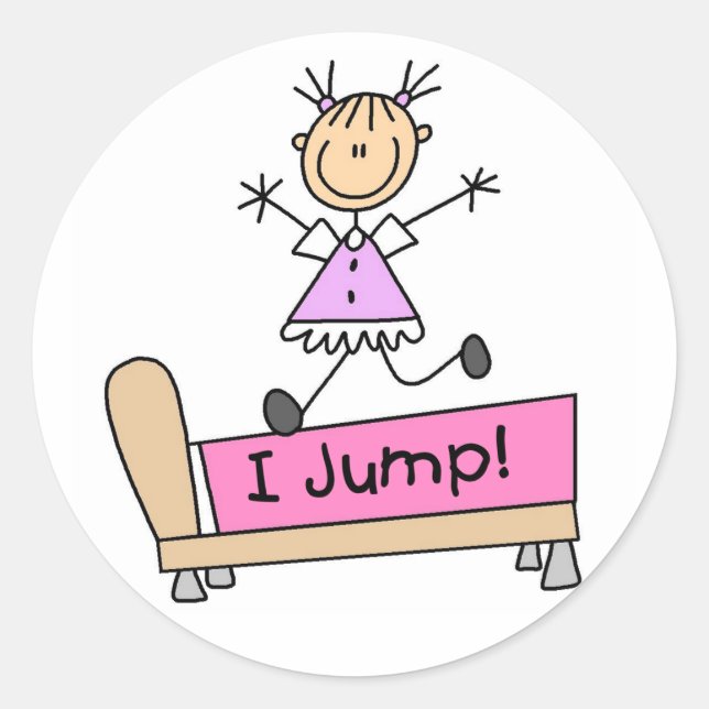 Ich springe Stickfigur Mädchen Aufkleber (Vorderseite)