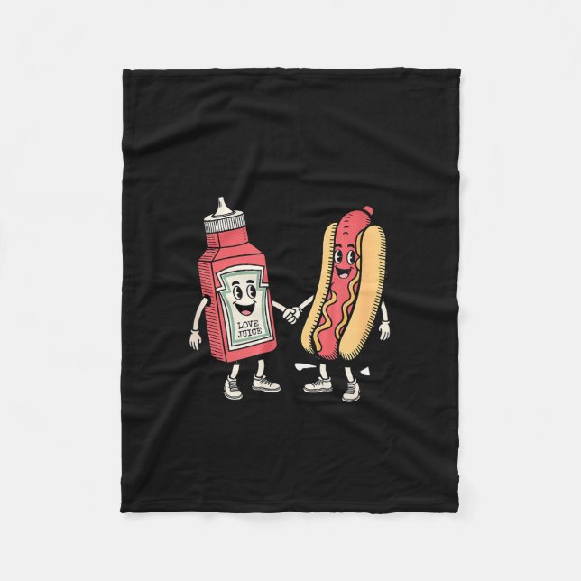 Ich spritze auf heiße Würstchen Hot Dog lustiger W Fleecedecke (Vorderseite)