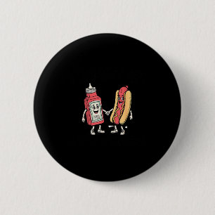 Ich spritze auf heiße Würstchen lustiger Witz Retr Button