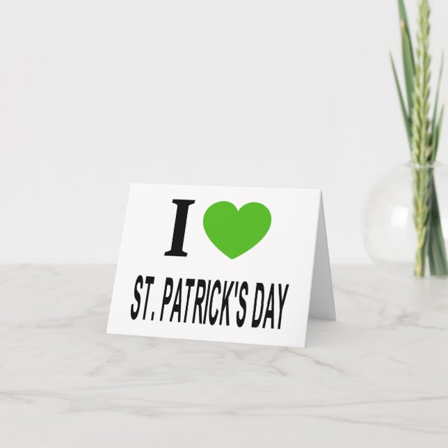 ICH ❤️ ST. PATRICKS TAG mit grünem Herzen Karte (Vorderseite)