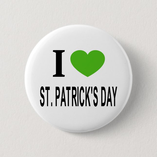 Ich ❤️ ST. PATRICKSTAG  mit grünem Herzen Button (Vorderseite)