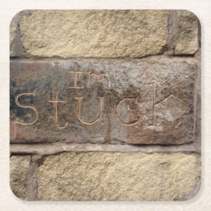 "Ich stecke fest" ein anderer Stein in der Wand Rechteckiger Pappuntersetzer