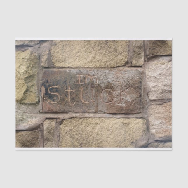 "Ich stecke fest" ein anderer Stein in der Wand Seidenpapier (Vorderseite)