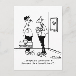 Ich steckte die Kombination in den Safe Postkarte
