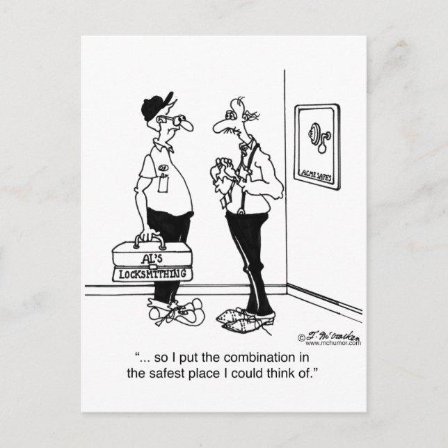 Ich steckte die Kombination in den Safe Postkarte (Vorderseite)