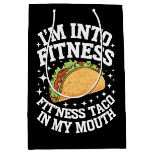 Ich Stehe Auf Fitness Fitness-Taco In Meinem Mund Mittlere Geschenktüte
