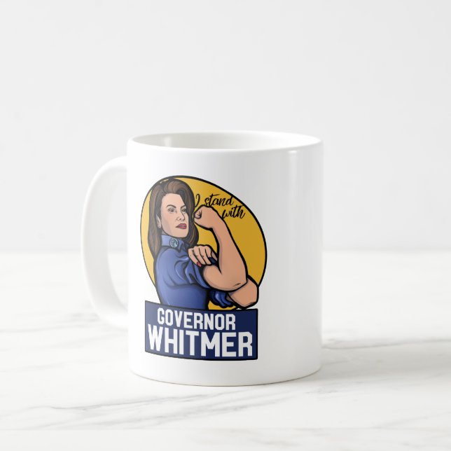 Ich stehe bei Gouverneur Whitmer Kaffeetasse (Vorderseite Links)