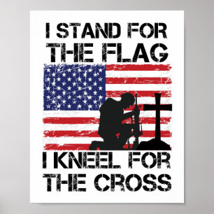 Ich stehe für das Flaggennetz der Cross Flag USA Poster