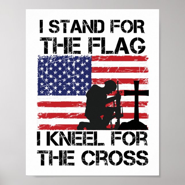 Ich stehe für das Flaggennetz der Cross Flag USA Poster (Vorne)