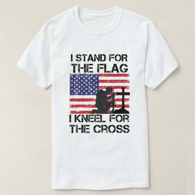 Ich stehe für das Flaggennetz der Cross Flag USA T-Shirt (Design vorne)