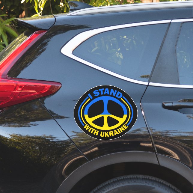 Ich stehe für das ukrainische Friedenssymbol Aufkleber (Auto Seite)