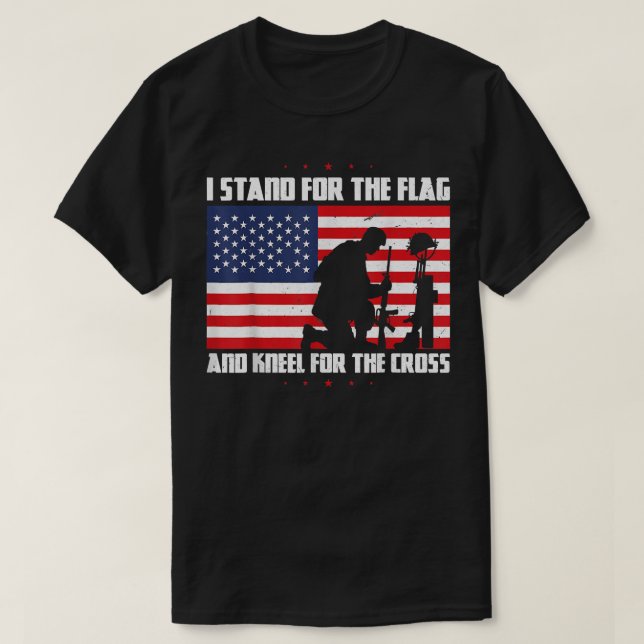 Ich stehe für die Fahne und für die Cross-US-Fl T-Shirt (Design vorne)