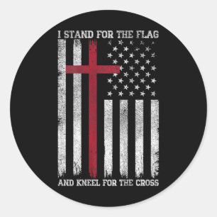 Ich stehe für die Flagge, knie für das Kreuz USA A Runder Aufkleber