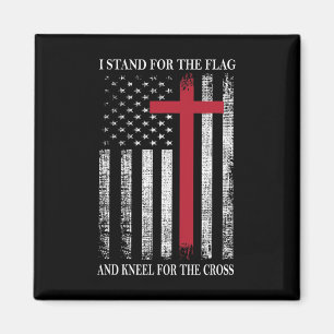 Ich stehe für die Flagge und knie für das Kreuz US Magnet