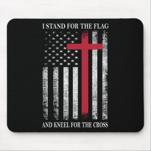 Ich stehe für die Flagge und knie für das Kreuz US Mousepad