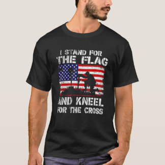 Ich stehe für Fahne und Knie für die Cross-US-Fl T-Shirt