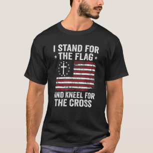 Ich stehe für Fahne und Knie für die Cross USA T-Shirt