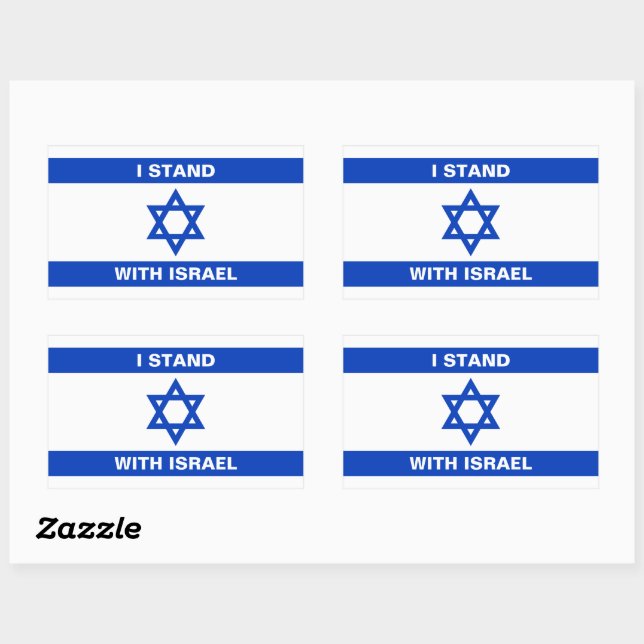 Ich stehe für Israel-Zoll-Text Israel-Flagge Rechteckiger Aufkleber (Blatt)