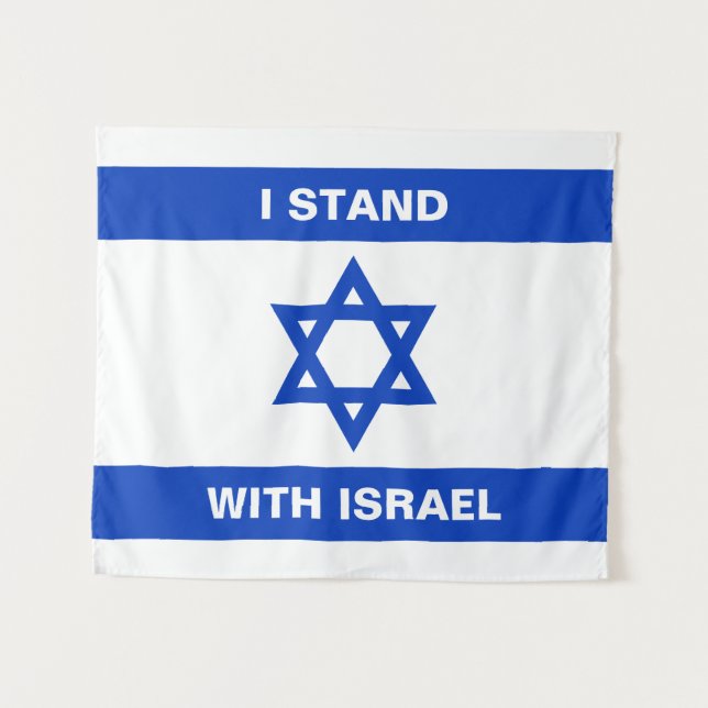 Ich stehe für Israel-Zoll-Text Israel-Flagge Wandteppich (Vorderseite (Horizontal))