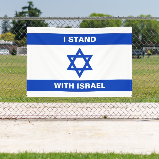 Ich stehe für Israel-Zoll-weißer Text Israel-Flagg Banner (Insitu)