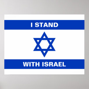 Ich stehe für Israel-Zoll-weißer Text Israel-Flagg Poster