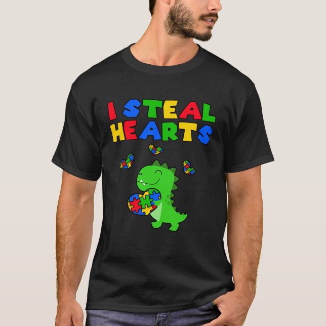 Ich stehe Herz Puzzle Autismus Aufklärung Monat Re T-Shirt (Vorderseite)
