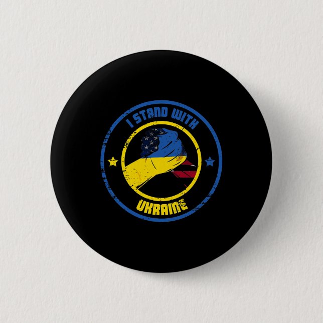 Ich stehe hinter dem Ukraine-Patrioten  Button (Vorderseite)