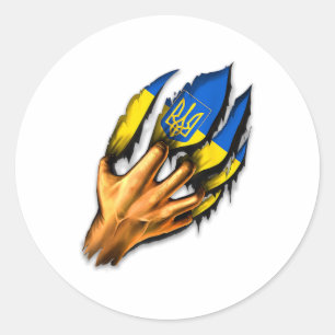 Ich stehe hinter dem Wappen der Ukraine Ukraine Un Runder Aufkleber